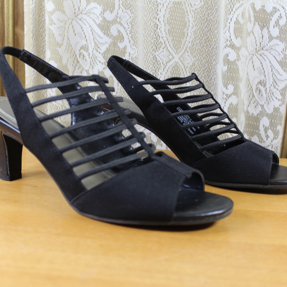 east 5th Women's Neville Heeled  Black Sandals Dress Shoes - Picture 2 of 7